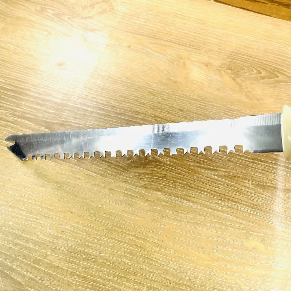 Vintage Quikut Quikkle Knife Stainless 2 Edge Serrated Cross Cut Edge 9.5 inch